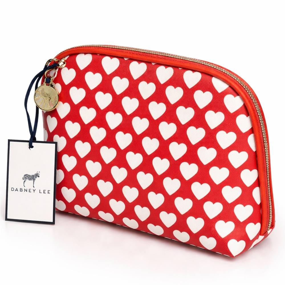 Dabney Lee Red and White Heart Print Cosmetic Bag-new with tags! ❤️